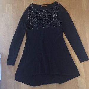 Belldini Short Sparkly Sweater Dress - Long Sleeves - Black - S
